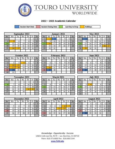 touro graduation 2023|tuw academic calendar 2023.